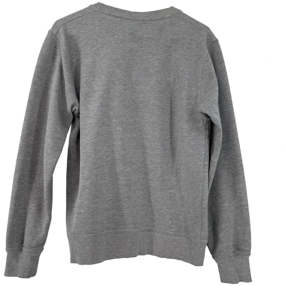 Adidas Sweatshirt Small Trefoil Logo Graphic Teal Stripe Cotton Blend‎ Gray S